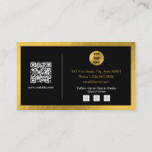Carte De Visite Code QR professionnel Black Gold Signature Script (Dos)