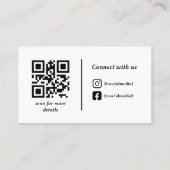 Carte De Visite Code QR professionnel blanc personnalisé (Dos)
