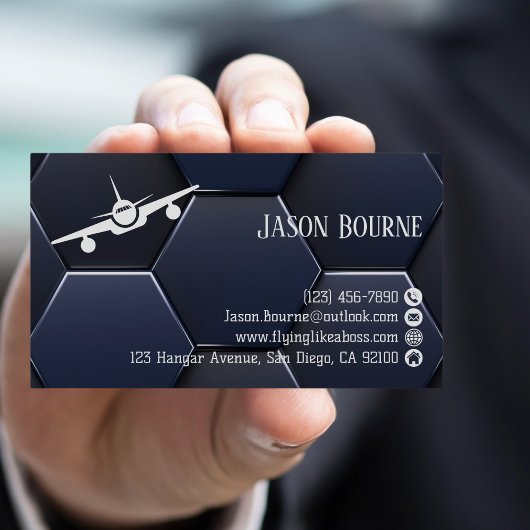 Carte De Visite Code QR Professionnel Bleu Blanc Moderne