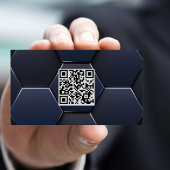 Carte De Visite Code QR Professionnel Bleu Blanc Moderne