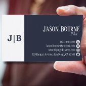 Carte De Visite Code QR professionnel bleu moderne simple