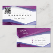 Carte De Visite Code QR Professionnel BOLD Lignes Géométriques Pru (Devant / Derrière)