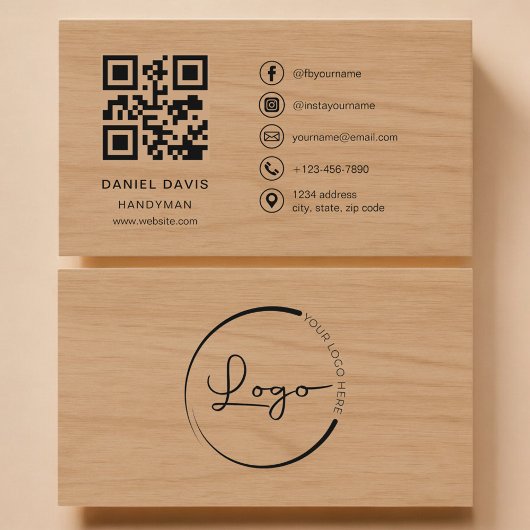 Carte De Visite Code QR Professionnel Bricoleur Bois