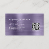 Carte De Visite Code QR professionnel brossé en métal de minuit vi (Dos)