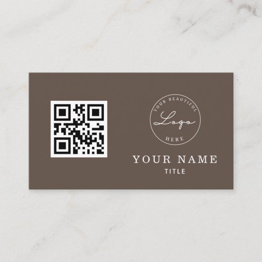 Carte De Visite Code QR Professionnel Brown Classic Logo personnal (Devant)