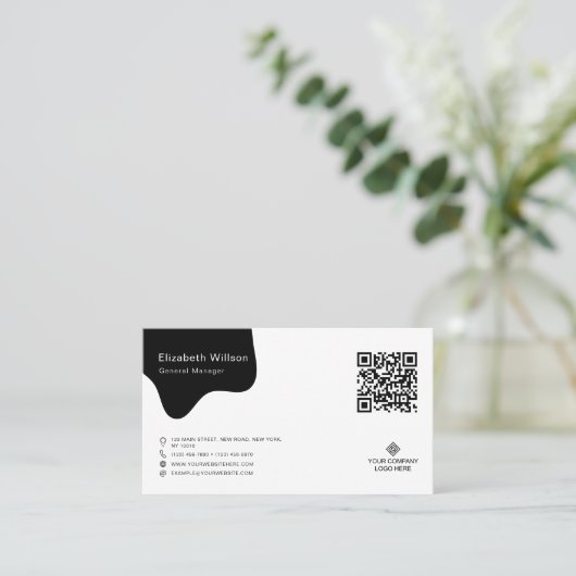 Carte De Visite Code QR professionnel chic simple (Debout devant)