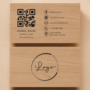 Carte De Visite Code QR professionnel Consultant Bois
