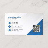 Carte De Visite Code QR Professionnel Corporate Bleu Blanc Ajouter (Devant)