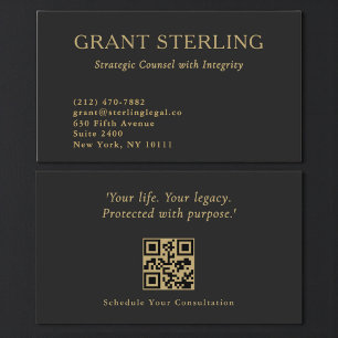 Carte De Visite Code QR professionnel de cabinet d'avocats moderne