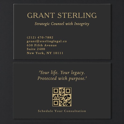 Carte De Visite Code QR professionnel de cabinet d'avocats moderne