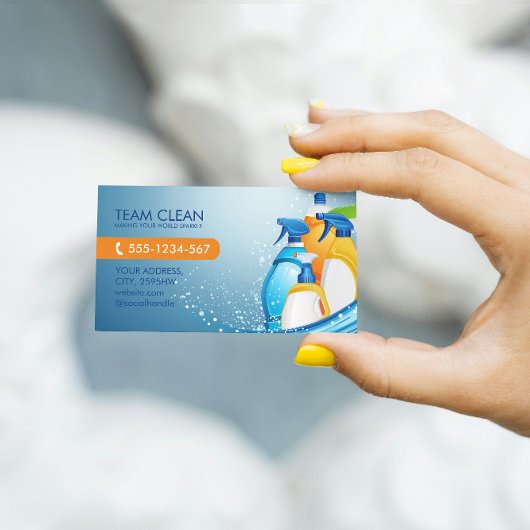 Carte De Visite Code QR professionnel de la société de nettoyage
