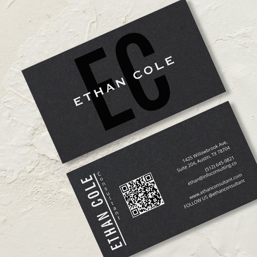 Carte De Visite Code QR professionnel de la typographie minimalist