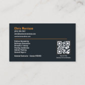 Carte De Visite Code QR professionnel de l'entrepreneur en constru (Dos)