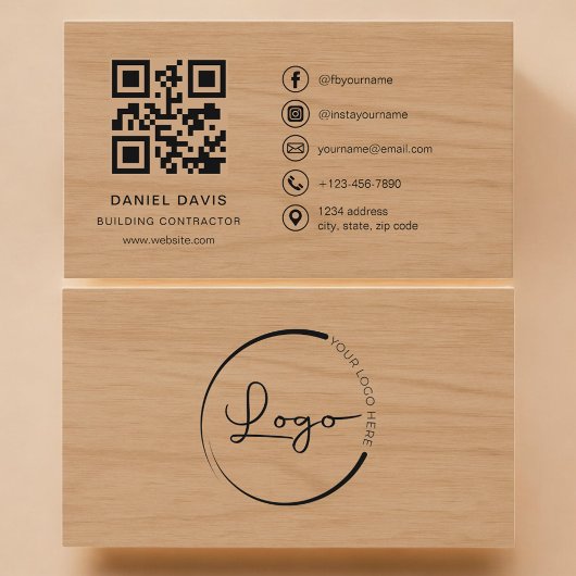 Carte De Visite Code QR professionnel de l'entrepreneur en constru