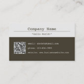 Carte De Visite Code QR professionnel de logiciel Brown unique (Dos)