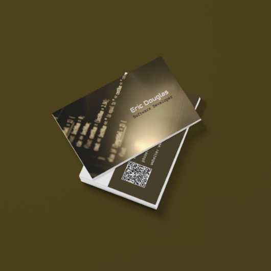 Carte De Visite Code QR professionnel de logiciel Brown unique