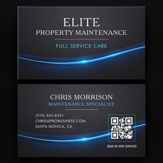 Carte De Visite Code QR Professionnel de Maintenance de Propriété