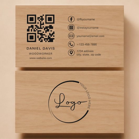 Carte De Visite Code QR professionnel de menuisier
