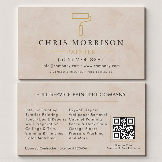 Carte De Visite Code QR professionnel de peintre à domicile