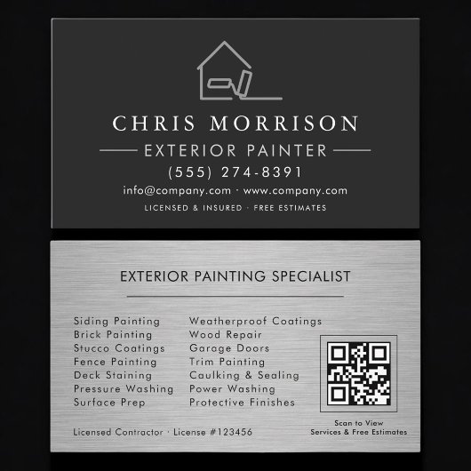 Carte De Visite Code QR Professionnel de Peinture Extérieure
