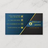 Carte De Visite Code QR Professionnel Dégradé Bleu et Or (Dos)