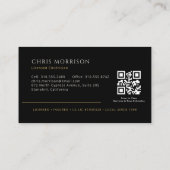 Carte De Visite Code QR professionnel d'électricien noir (Dos)