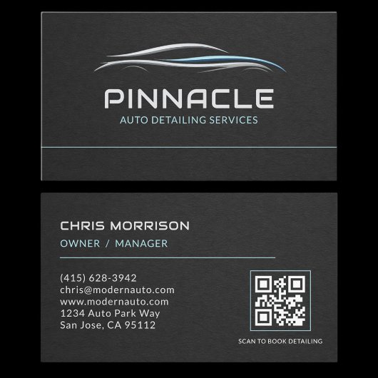 Carte De Visite Code QR Professionnel des Services de Détailing Au
