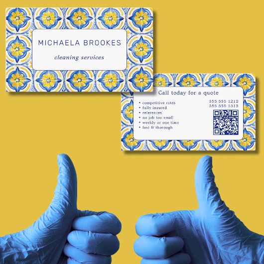Carte De Visite Code QR professionnel des services de nettoyage