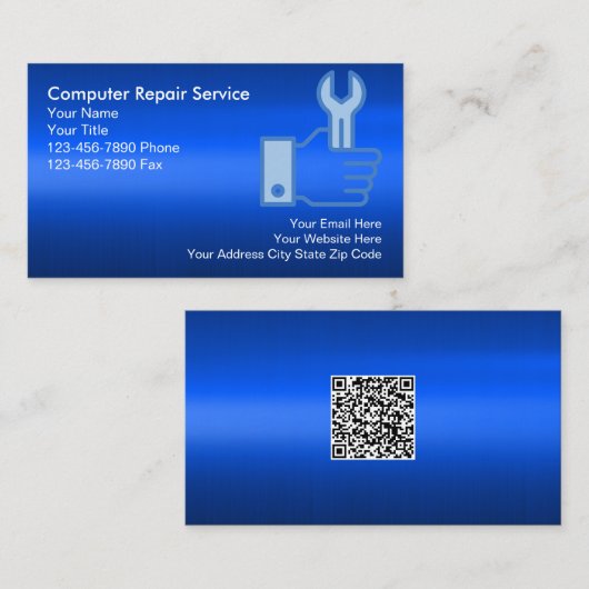 Carte De Visite Code QR professionnel du service de réparation d'o (Devant / Derrière)