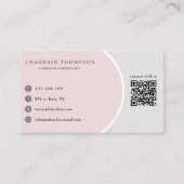 Carte De Visite Code QR professionnel élégant Blush rose gris (Devant)