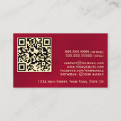 Carte De Visite Code QR professionnel élégant Crimson Red & Gold (Dos)