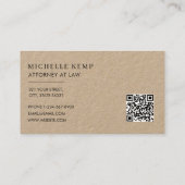 Carte De Visite Code QR professionnel élégant Monogramme Kraft (Dos)