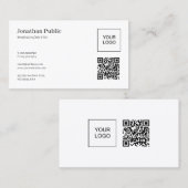 Carte De Visite Code QR Professionnel Élégant Télécharger le logo (Devant / Derrière)