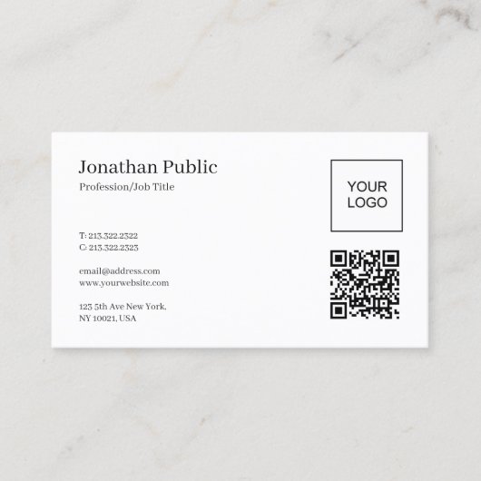 Carte De Visite Code QR Professionnel Élégant Télécharger le logo (Devant)