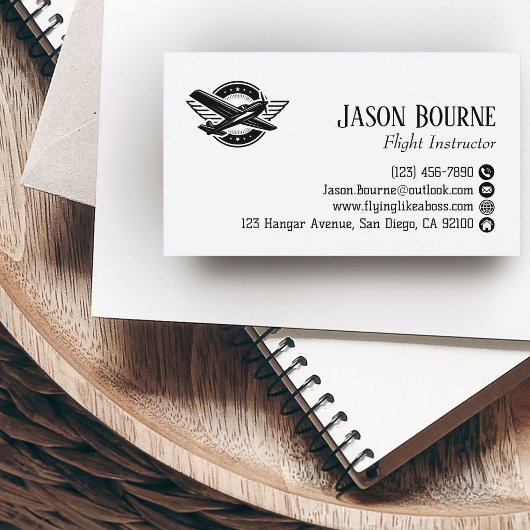 Carte De Visite Code QR Professionnel Employé Pilote Avion 
