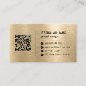 Carte De Visite Code QR Professionnel en Métal Brossé Faux Or (Dos)
