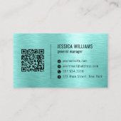 Carte De Visite Code QR Professionnel en Métal Brossé Sarcelle (Dos)