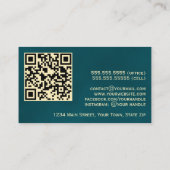 Carte De Visite Code QR professionnel et élégant Dark Turquoise &  (Dos)