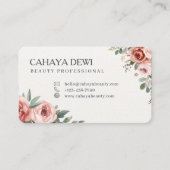 Carte De Visite Code QR Professionnel Fleur de Rose Aquarelle Beau (Devant)