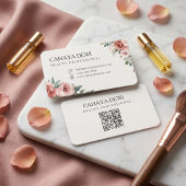 Carte De Visite Code QR Professionnel Fleur de Rose Aquarelle Beau