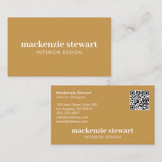 Carte De Visite Code QR professionnel gras or moderne (Devant / Derrière)