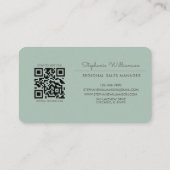 Carte De Visite Code QR Professionnel Logo Sage Vert Moderne (Dos)