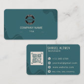 Carte De Visite Code QR Professionnel Luxe Sarcelle et Crème (Devant / Derrière)