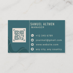 Carte De Visite Code QR Professionnel Luxe Sarcelle et Crème