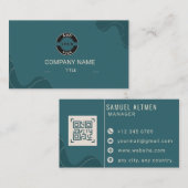 Carte De Visite Code QR Professionnel Luxe Sarcelle et Crème (Devant / Derrière)