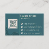 Carte De Visite Code QR Professionnel Luxe Sarcelle et Crème (Dos)