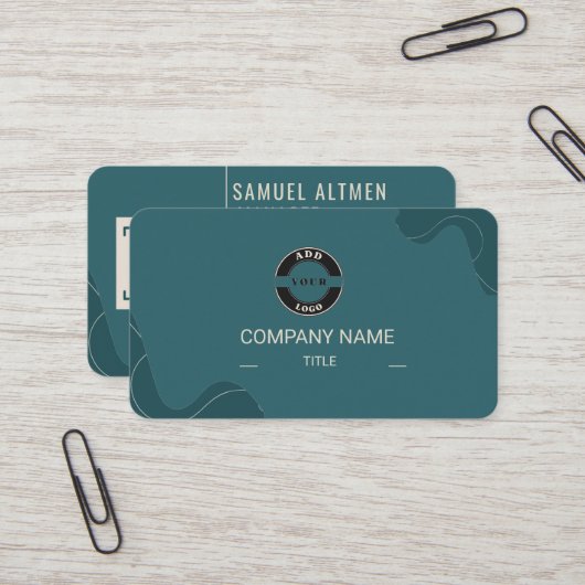 Carte De Visite Code QR Professionnel Luxueux Sarcelle et Crème po (Devant/Arrière en situation)
