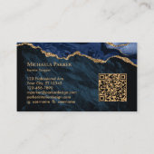 Carte De Visite Code QR professionnel Marine Blue Gold Agate (Dos)