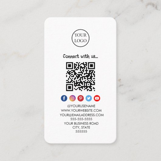 Carte De Visite Code Qr professionnel Médias sociaux Connectez-vou (Devant)
