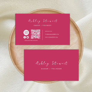 Carte De Visite Code Qr professionnel médias sociaux Hot rose
